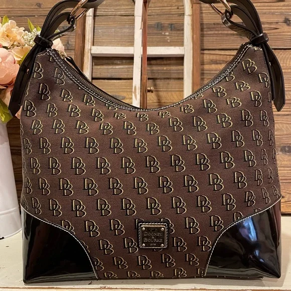 Dooney & Bourke Black and Tan Monogram Backpack-  NEW w/o tags Large Dooney & Bourke Logo Monogram Domed Satchel Handbag  main image 3
